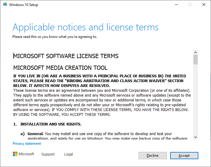 Create a Windows 10 ISO - Accept License