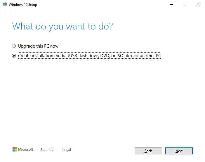 Create a Windows 10 ISO - Create media