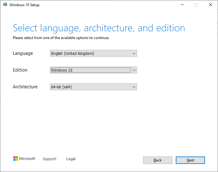 Create a Windows 10 ISO - Choose ISO options