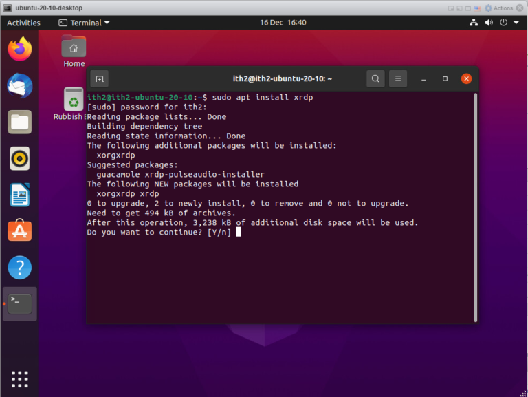 Ubuntu 20 настройка rdp сервера