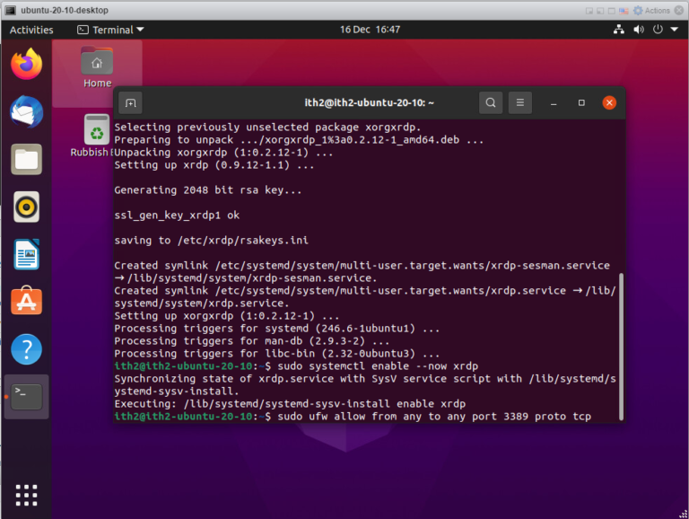 Настройка rdp клиента ubuntu