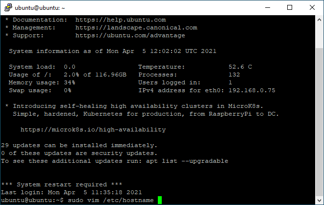 Initial Ubuntu Server 20.04 setup on a freshly installed Ubuntu 20.04 server