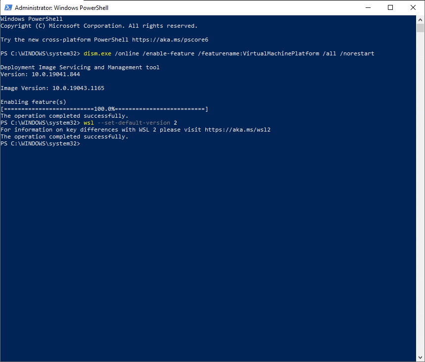 Installing WSL2 on Windows 10