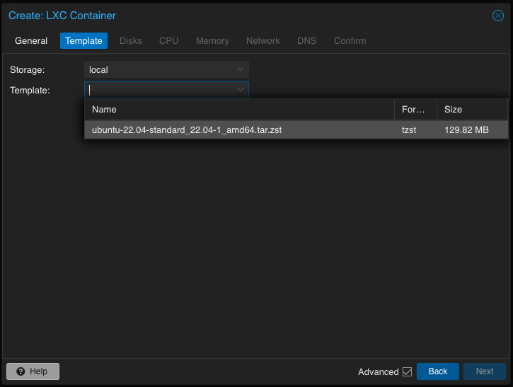 Create a Proxmox LXC container Template