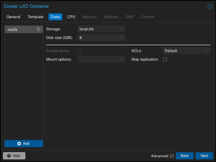 Create a Proxmox LXC container Template