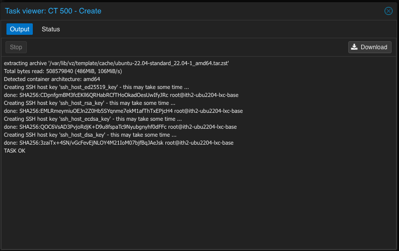 Create a Proxmox LXC container Template