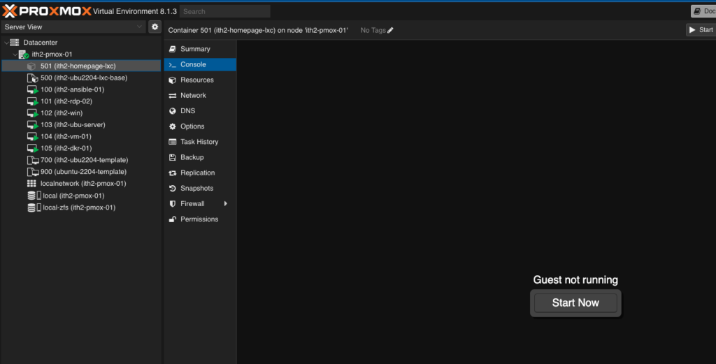 Create a new Proxmox LXC Container from a container template