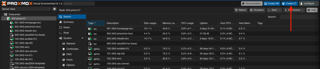 Create an Ubuntu 22.04 LXC Proxmox Container