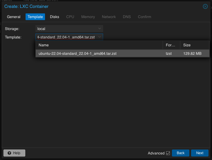 Create an Ubuntu 22.04 LXC Proxmox Container