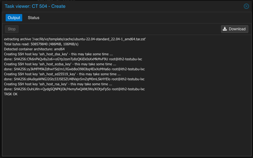 Create an Ubuntu 22.04 LXC Proxmox Container